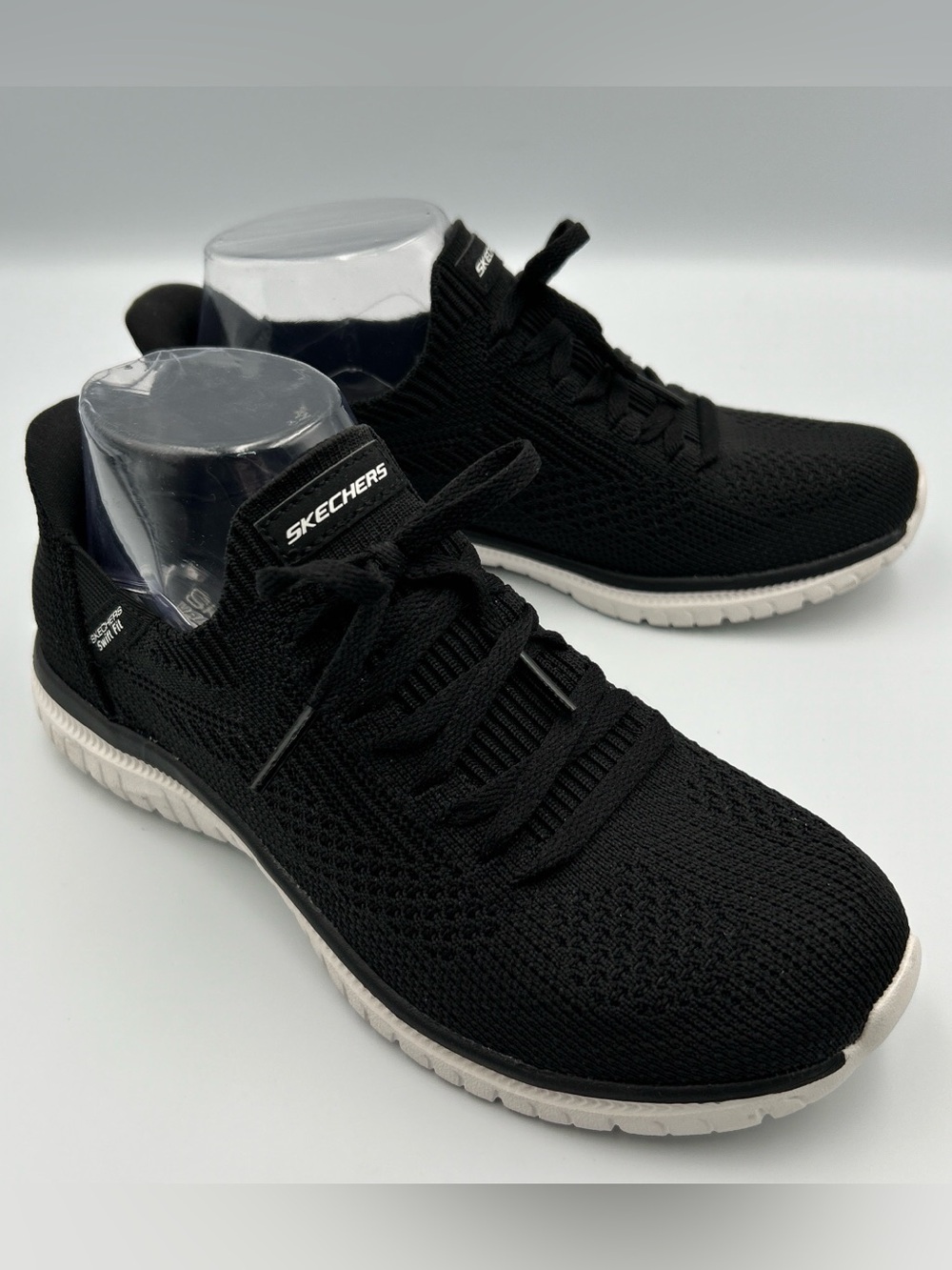 SKECHERS Hands Free Swift Fit Sneakers Size 6.5 Comfort Casual Shoes Black Knit